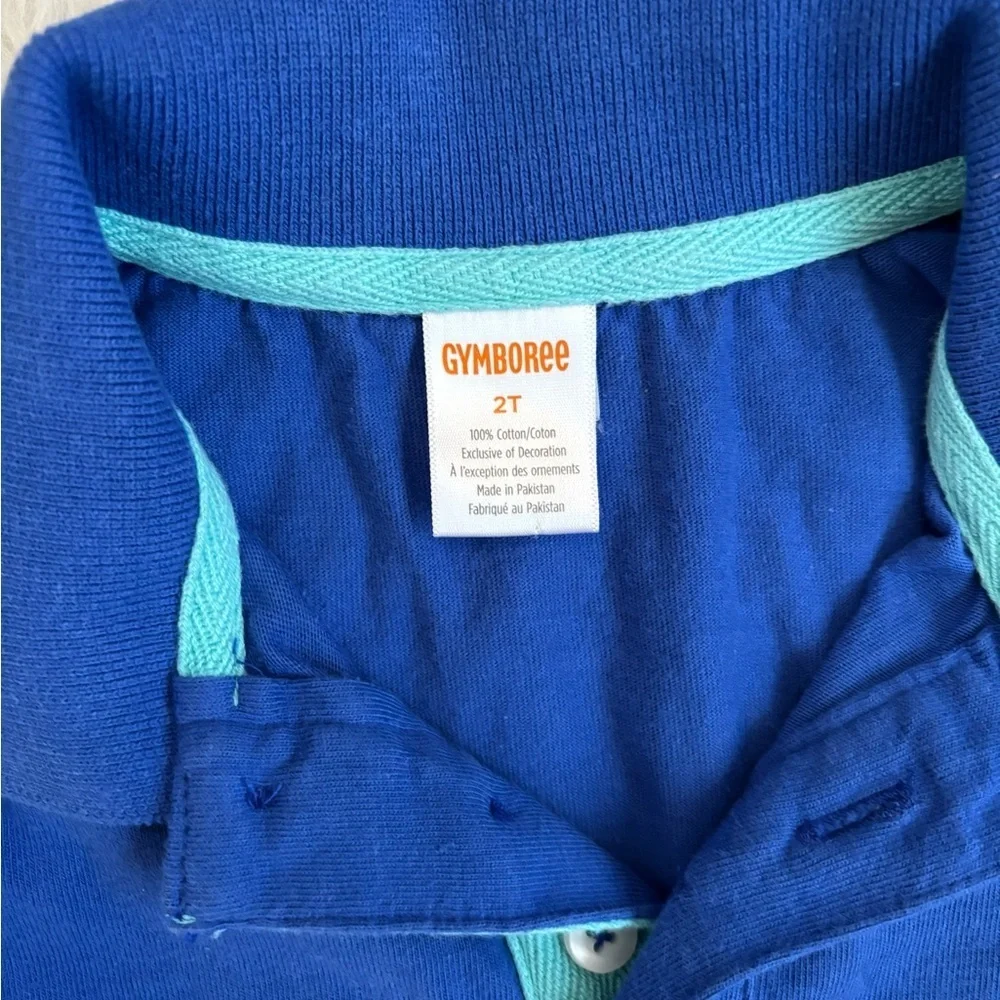 Gymboree Toddler Royal Blue Polo with Colorful Ocean Fish Appliqué